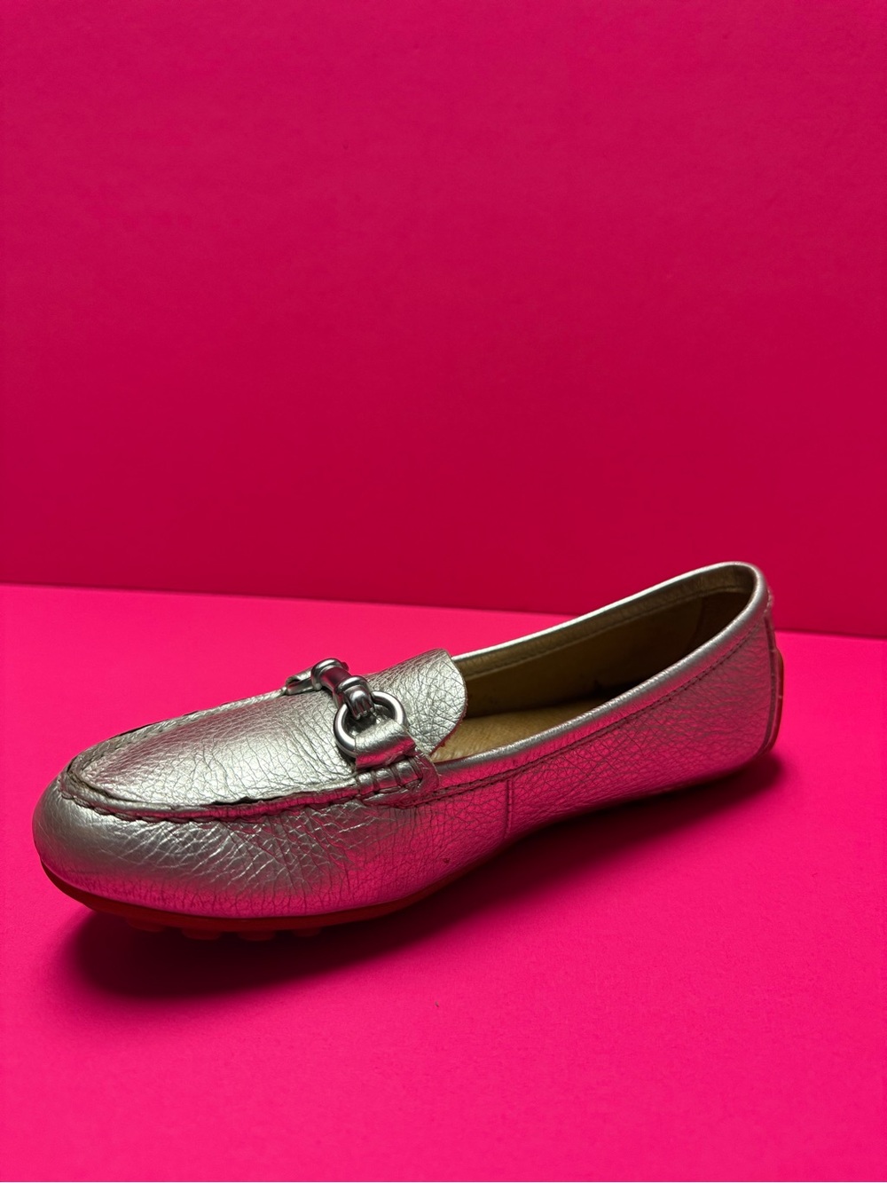 Born Metallic Silver Driving Loafer with Horsebit